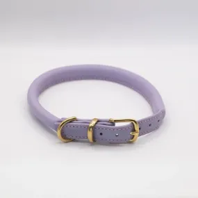 Dogs & Horses Rolled Leather Dog Collar - Lilac