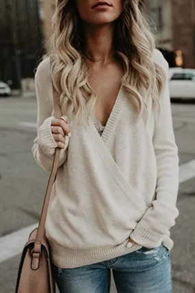 Dunnmall Deep V Neck Design Street sweater