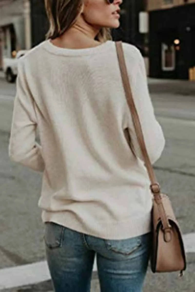 Dunnmall Deep V Neck Design Street sweater