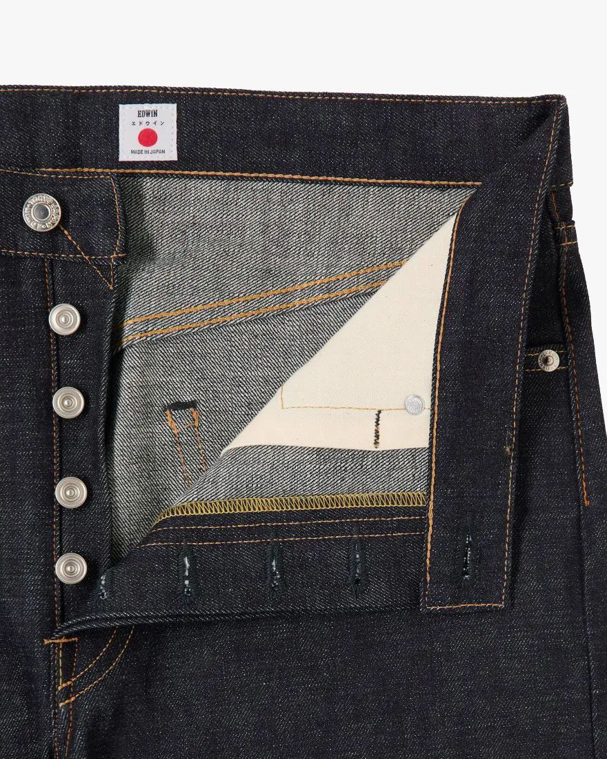 Edwin Made In Japan Regular Straight Mens Jeans - 13.5oz Kaihara Dark Pure Indigo Rainbow Selvage Denim / Blue Unwashed