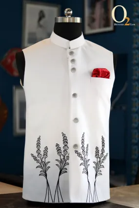 Embroidered Cotton Men Embroidery Khadi Nehru