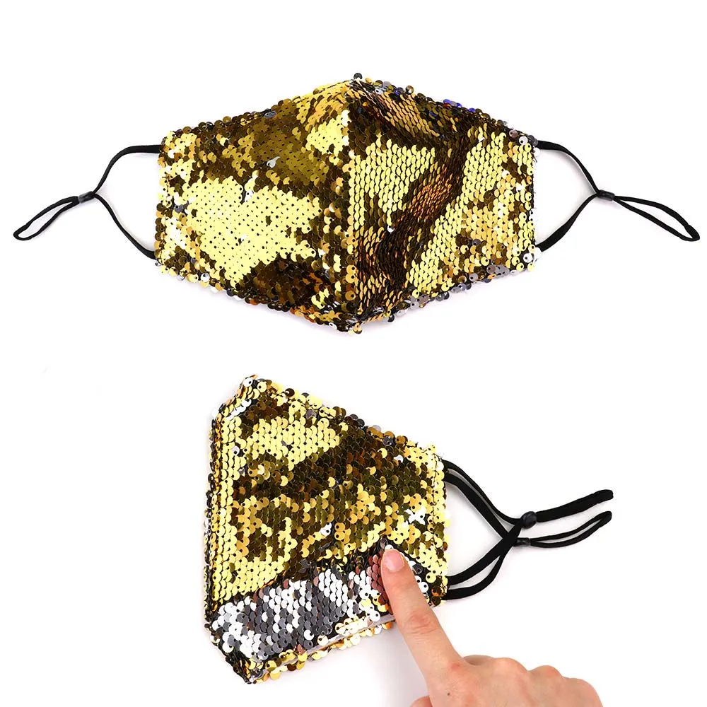 Emily Gold and Silver Two Tone Sequin Fashion Mask