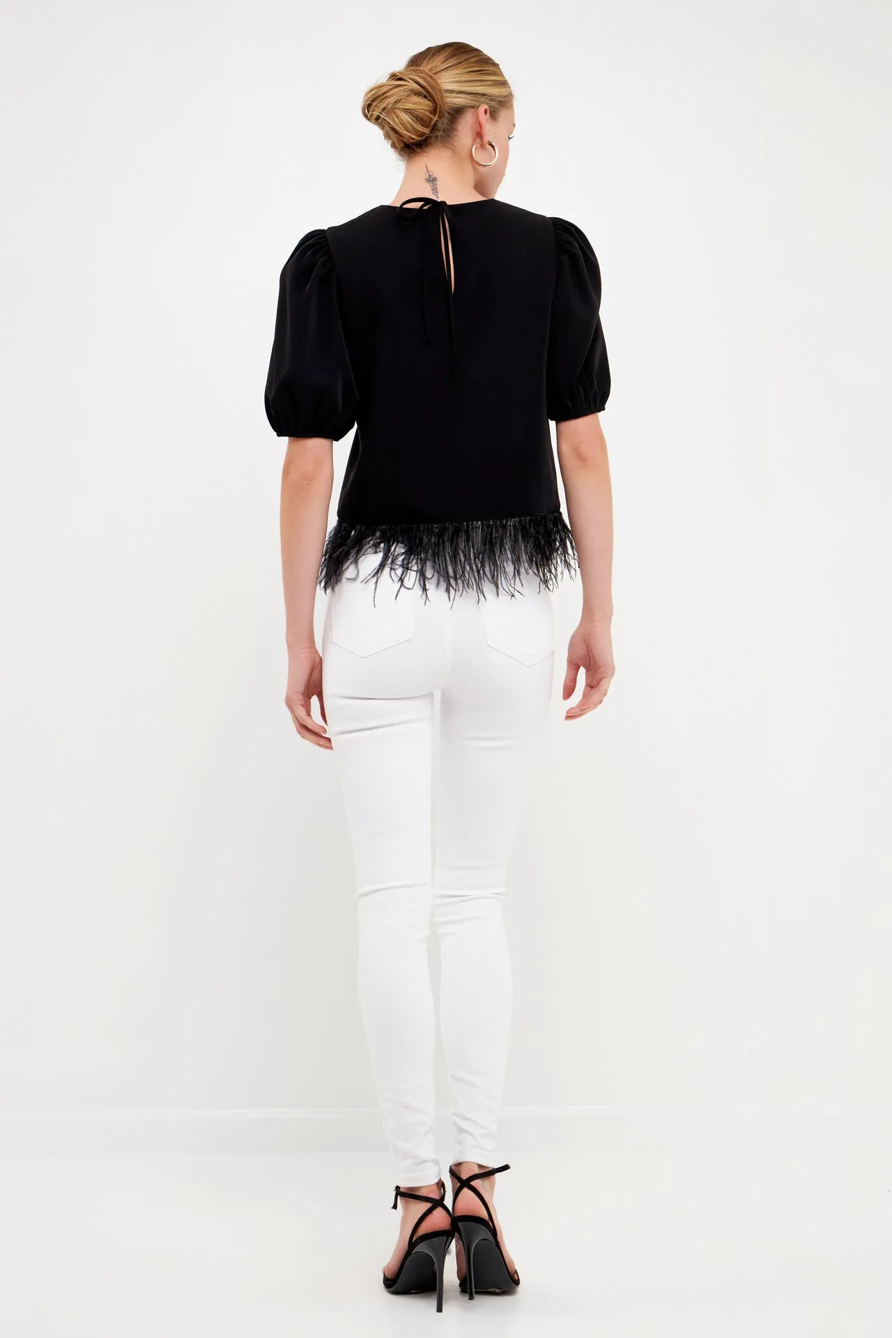 English Factory - Black Feather Edge Top