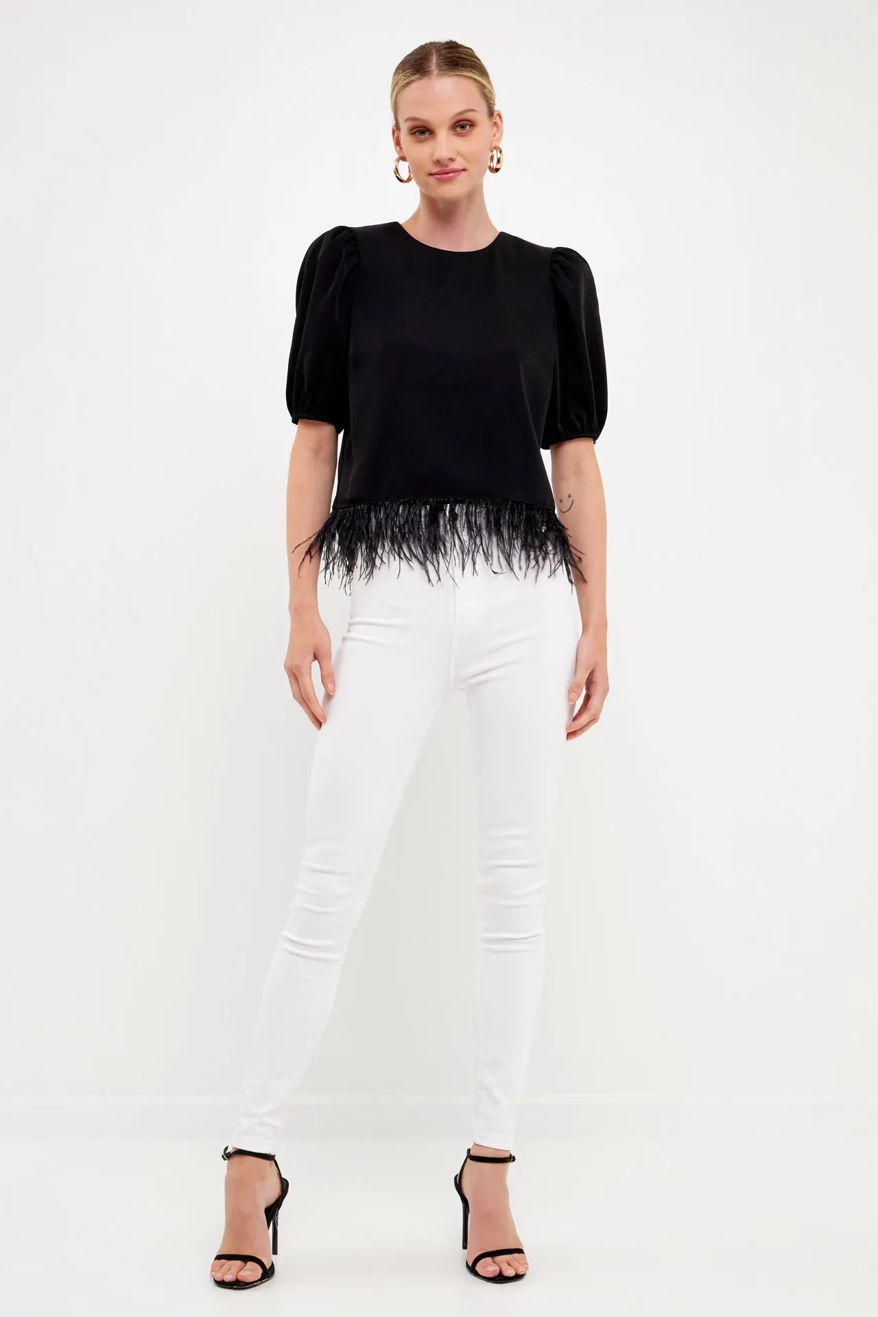 English Factory - Black Feather Edge Top