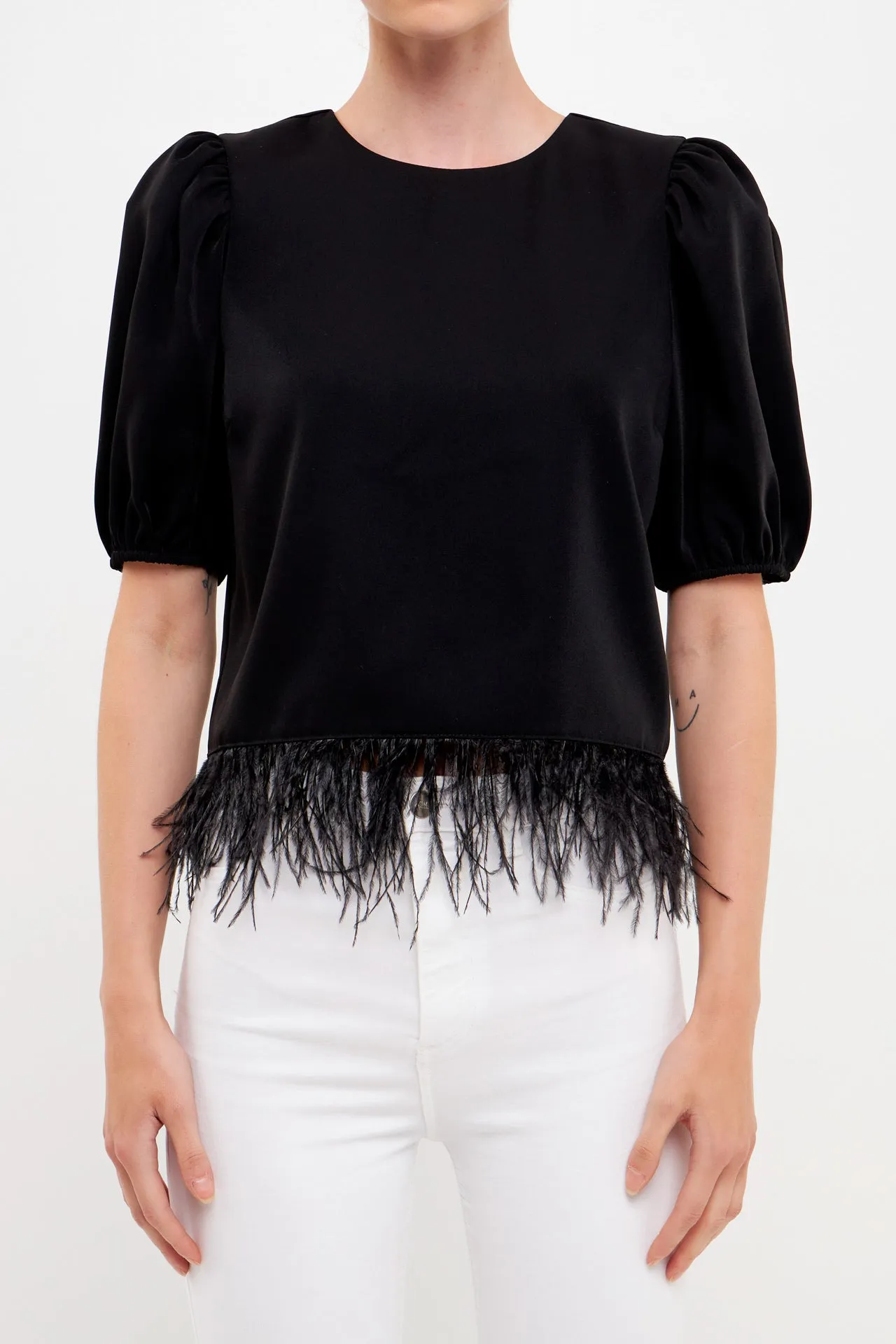 English Factory - Black Feather Edge Top