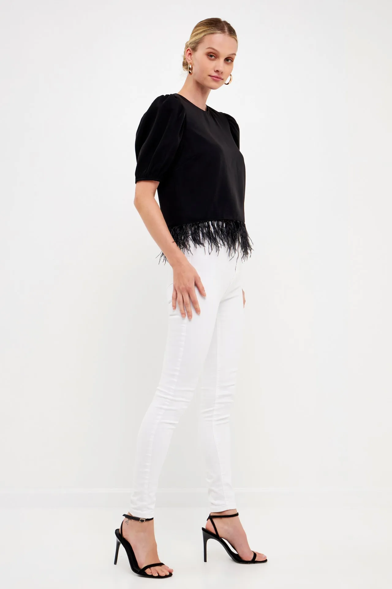 English Factory - Black Feather Edge Top