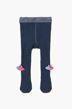 Everbloom Tassel Girls Tights - Navy