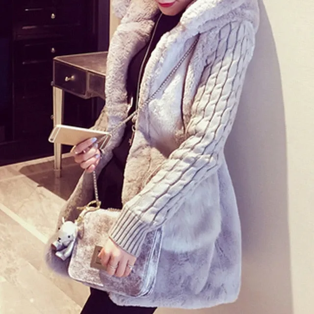 Fashionable Long Warm Winter Knitted Sweater Coat for Women