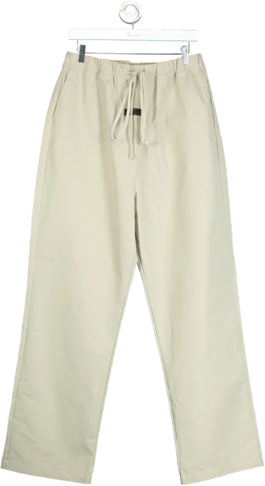 Fear of God Essentials Beige Relaxed Cotton Blend Trousers UK L