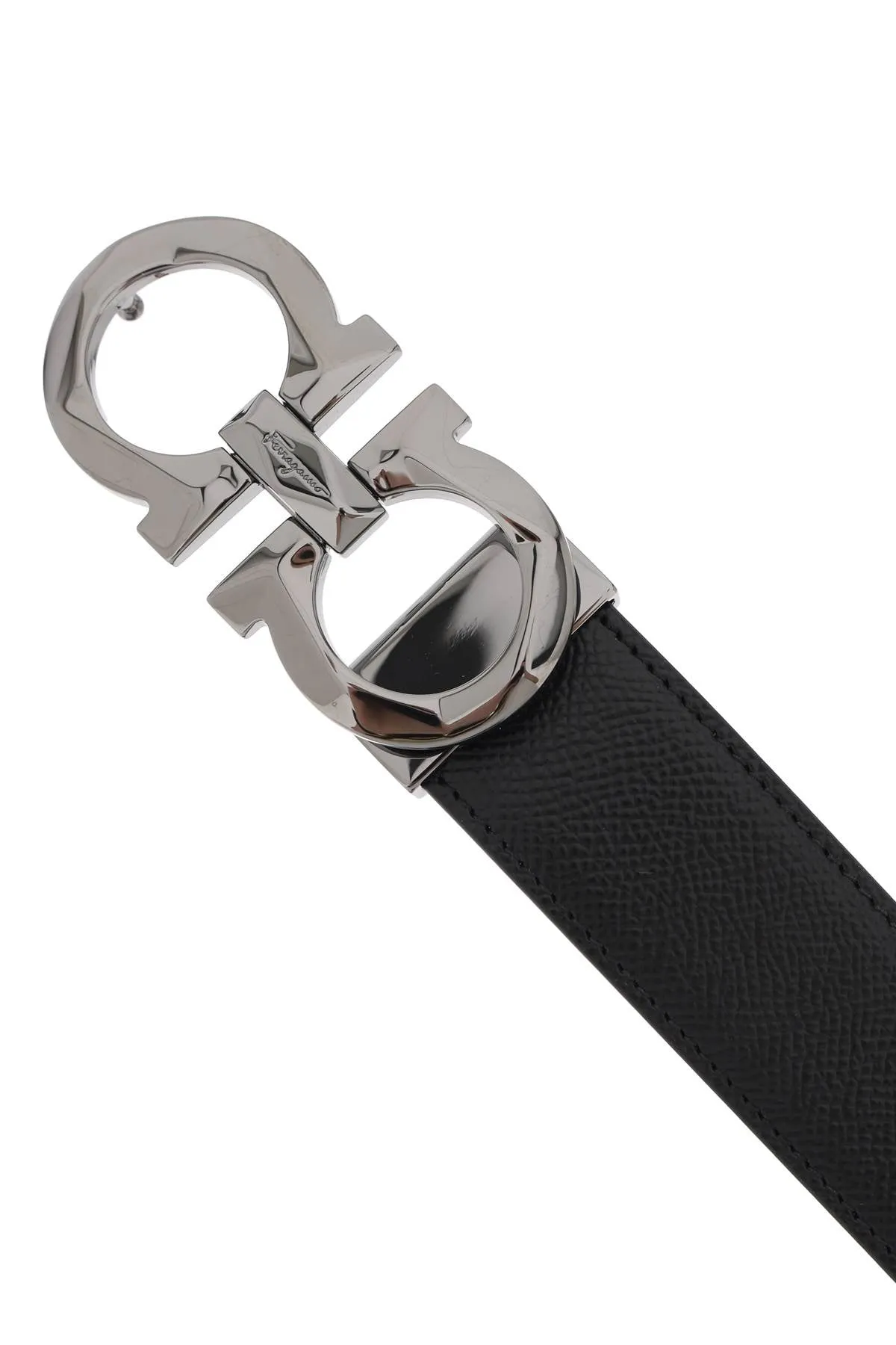 Ferragamo Sleek Black Leather Belt with Signature Gancini Hook Buckle