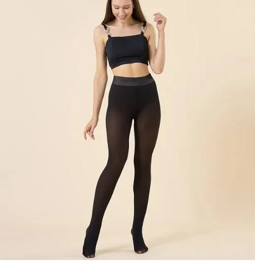 FLEECE LINED THERMAL LEGGING TIGHTS PLUS SIZE NUDE/BLACK