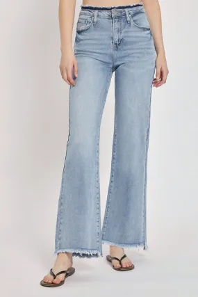 Frayed Wide Leg Light Jeans