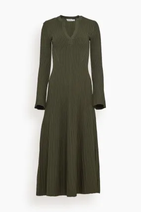 Genna Long Sleeve Midi Dress in Moss