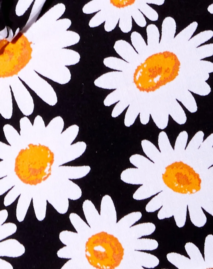 Gladis Vest Crop Top in Daisy Love Black