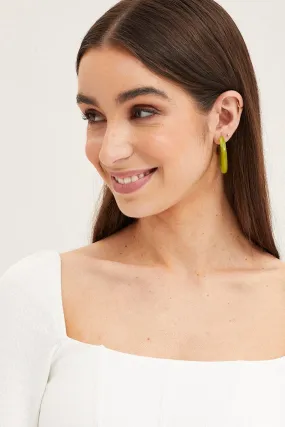 Green 3 Pack Resin Hoop Earrings