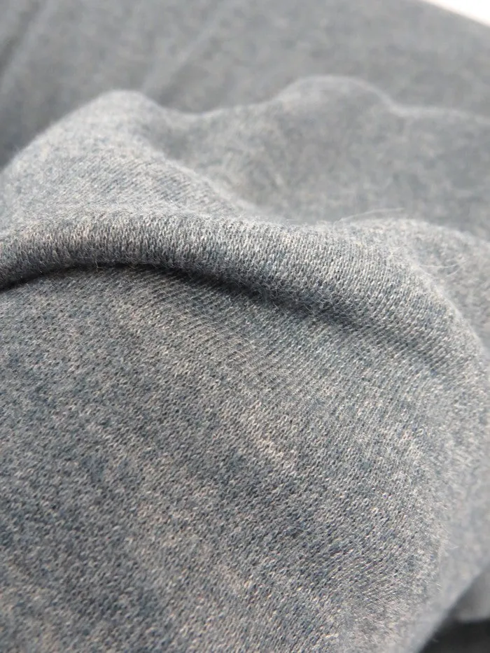 Heavy Interlock Poly Cotton Fabric  / Heather Gray / Sold By The Yard