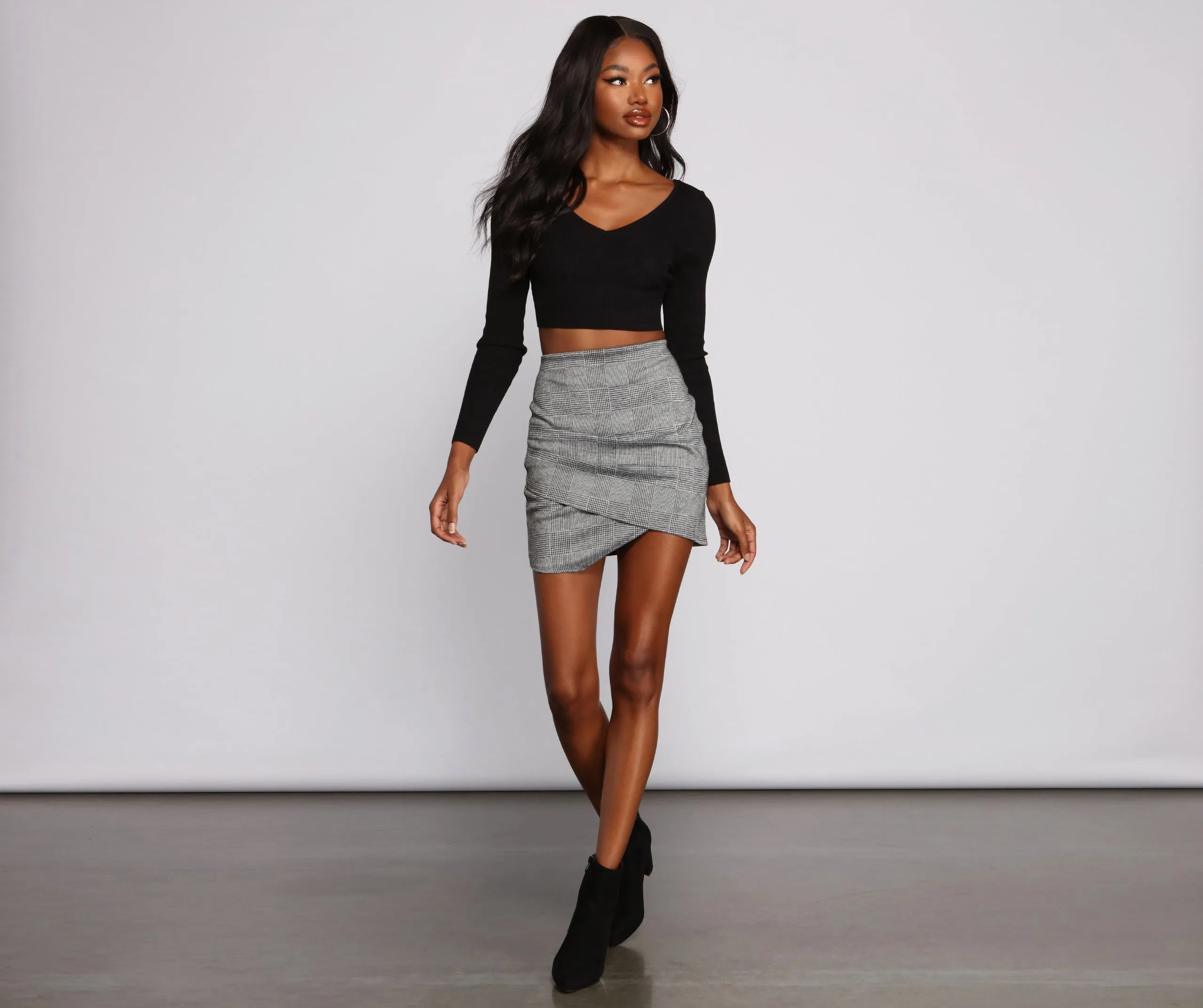 High Waist Asymmetrical Hem Mini Skirt