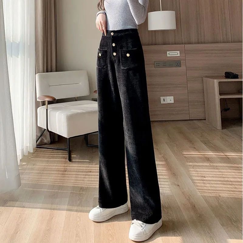 High Waist Straight Corduroy Pants