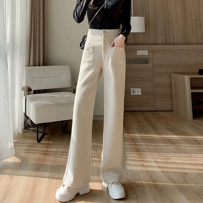 High Waist Straight Corduroy Pants