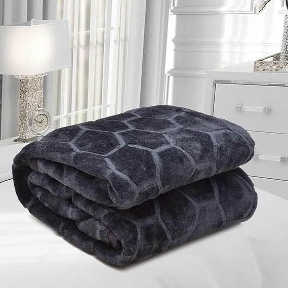 HOMYFINE Ultra Soft Microfiber Luxurious Embossed Very Warm Korean Mink Double Bed Blanket for Winter