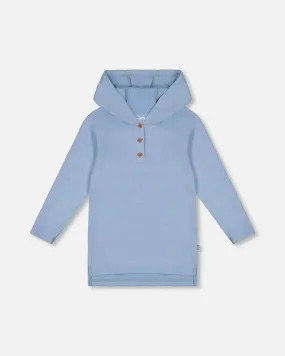 Hooded Rib Tunic Light Blue