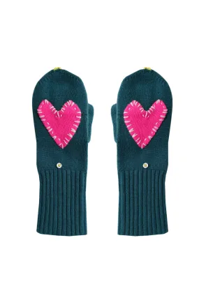 Imperfect Heart Patch Cashmere Mitten, Alpine