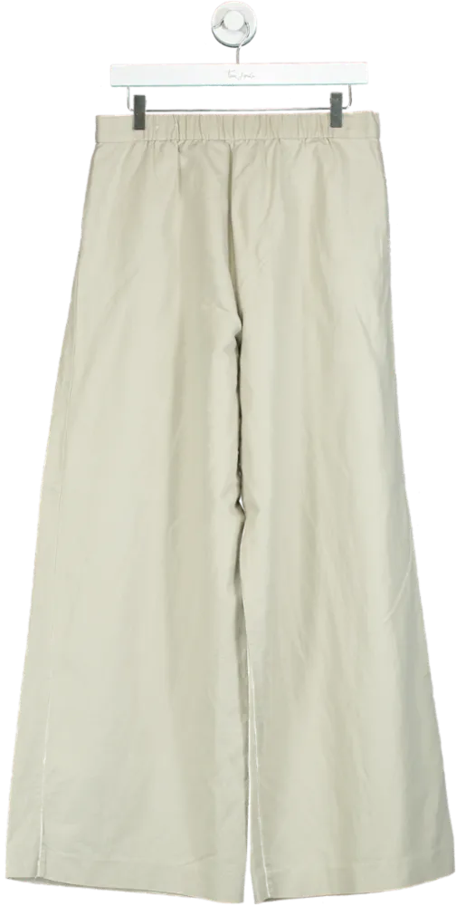 J. McLaughlin Beige Wide-Leg Linen Trousers UK 6