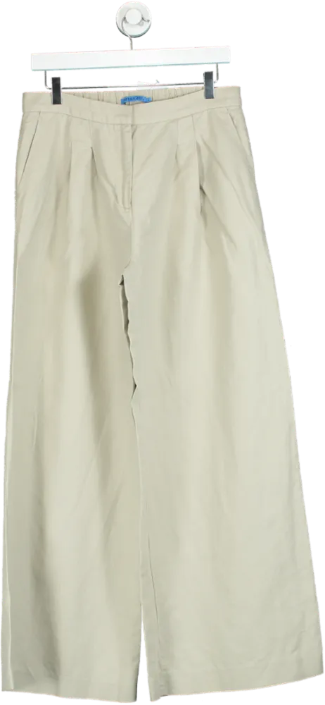 J. McLaughlin Beige Wide-Leg Linen Trousers UK 6