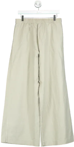 J. McLaughlin Beige Wide-Leg Linen Trousers UK 6