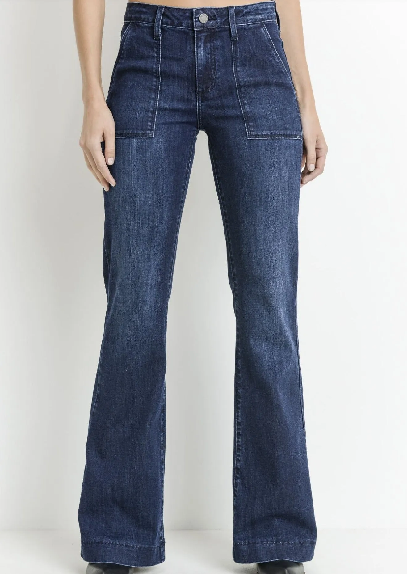 Just Black Denim Stretch Cargo Flare Jeans - Clearance Final Sale