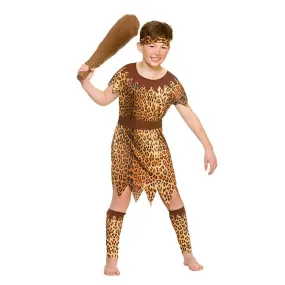 Kids Stone Age Cave Boy Fancy Dress Costume Tunic Halloween