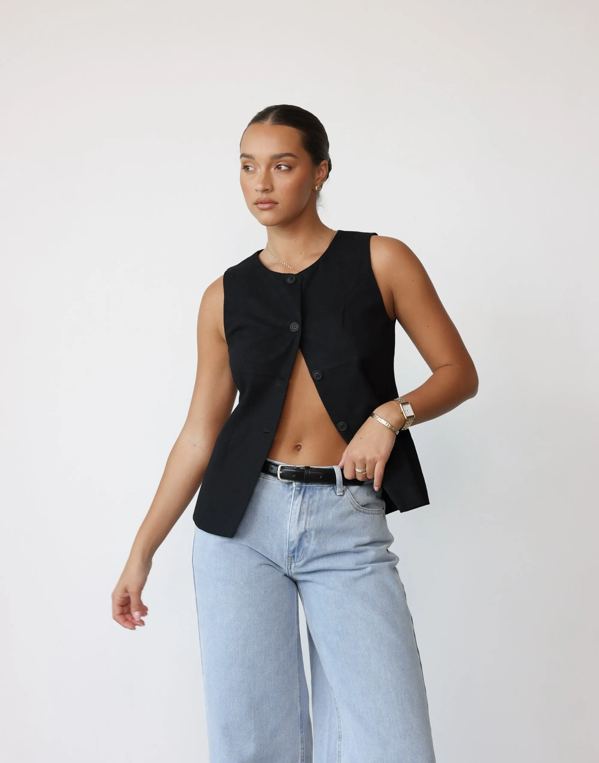 Kristen Vest Top (Black)