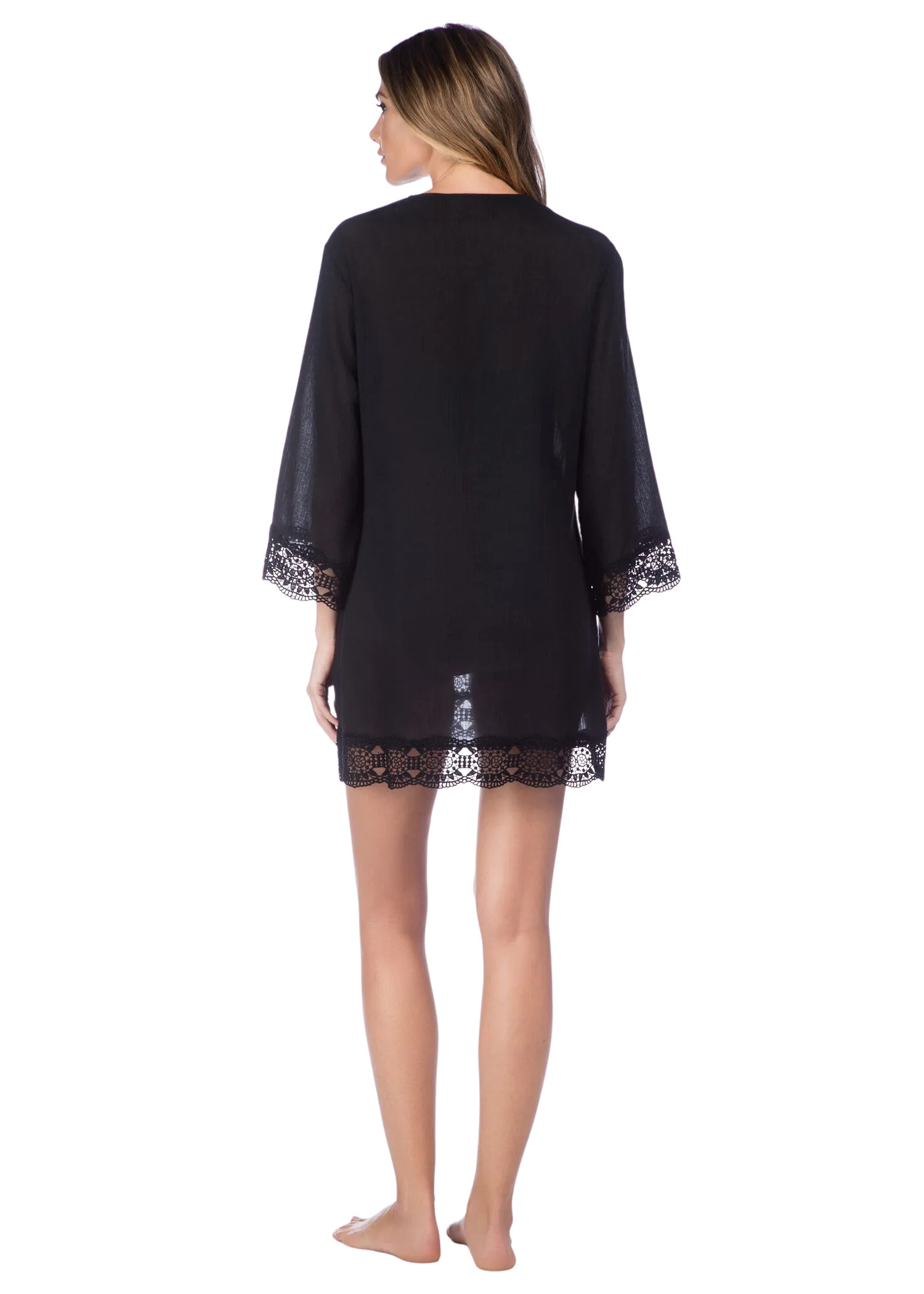 La Blanca Island Fare V-Neck Tunic Coverup - Black - FINAL SALE