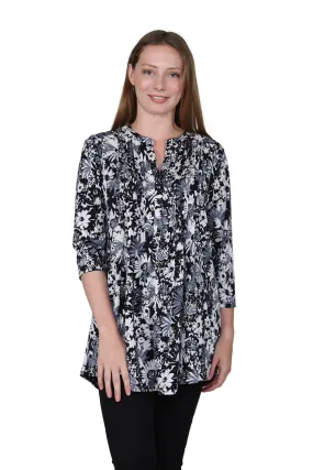 La Cera Midnight Blooms Print Tunic