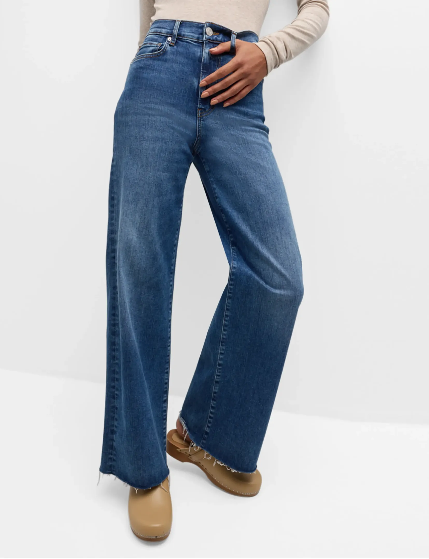 Le Slim Palazzo Raw Fray, Mermaid