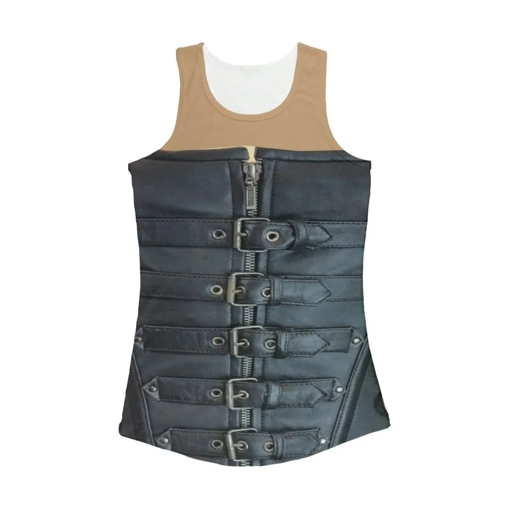 Leather Corset look Printed Tank Top, Women Casual wear,Light,Medium/Dark  ,Christmas/Thanksgiving/Birthday/Graduation/Any occasiom gift