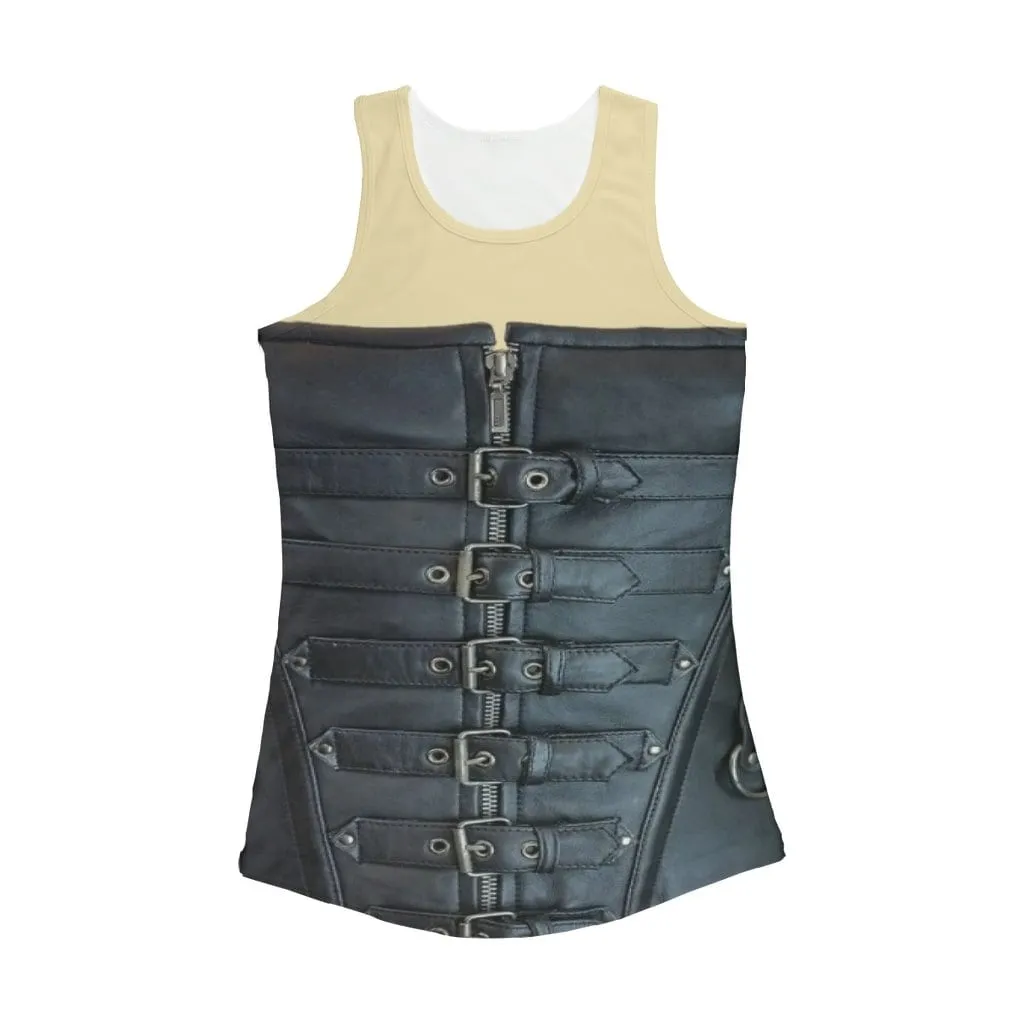 Leather Corset look Printed Tank Top, Women Casual wear,Light,Medium/Dark  ,Christmas/Thanksgiving/Birthday/Graduation/Any occasiom gift