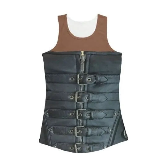 Leather Corset look Printed Tank Top, Women Casual wear,Light,Medium/Dark  ,Christmas/Thanksgiving/Birthday/Graduation/Any occasiom gift