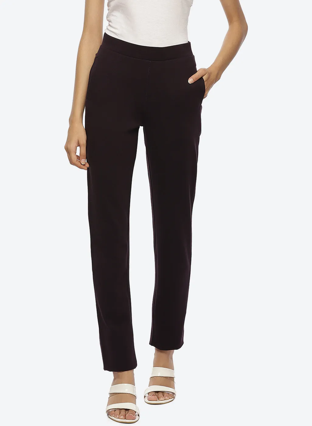 Liah Purple Straight Fit Trousers for Women