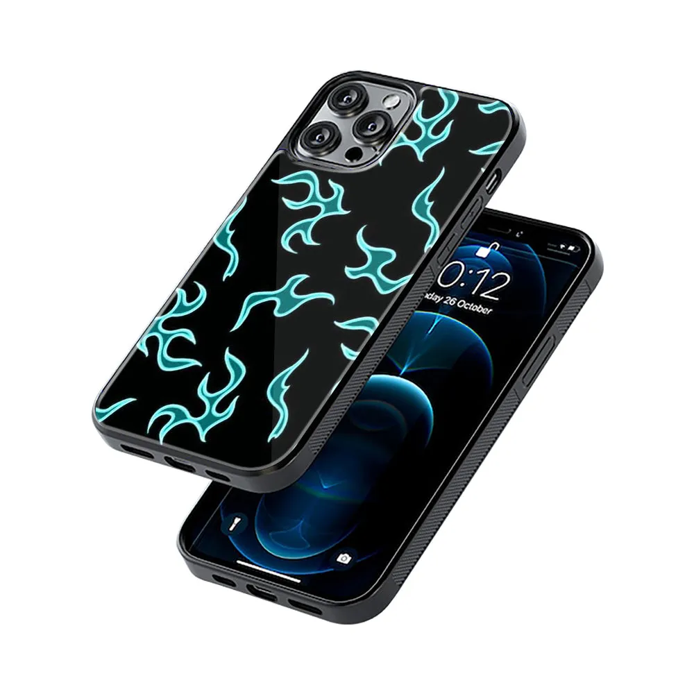 Lil Flames Black Blue Phone Cover | Glass Case