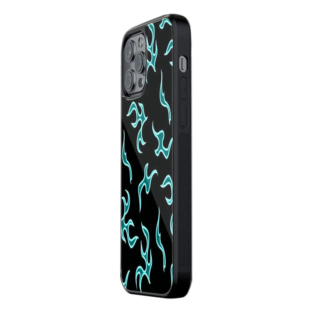 Lil Flames Black Blue Phone Cover | Glass Case