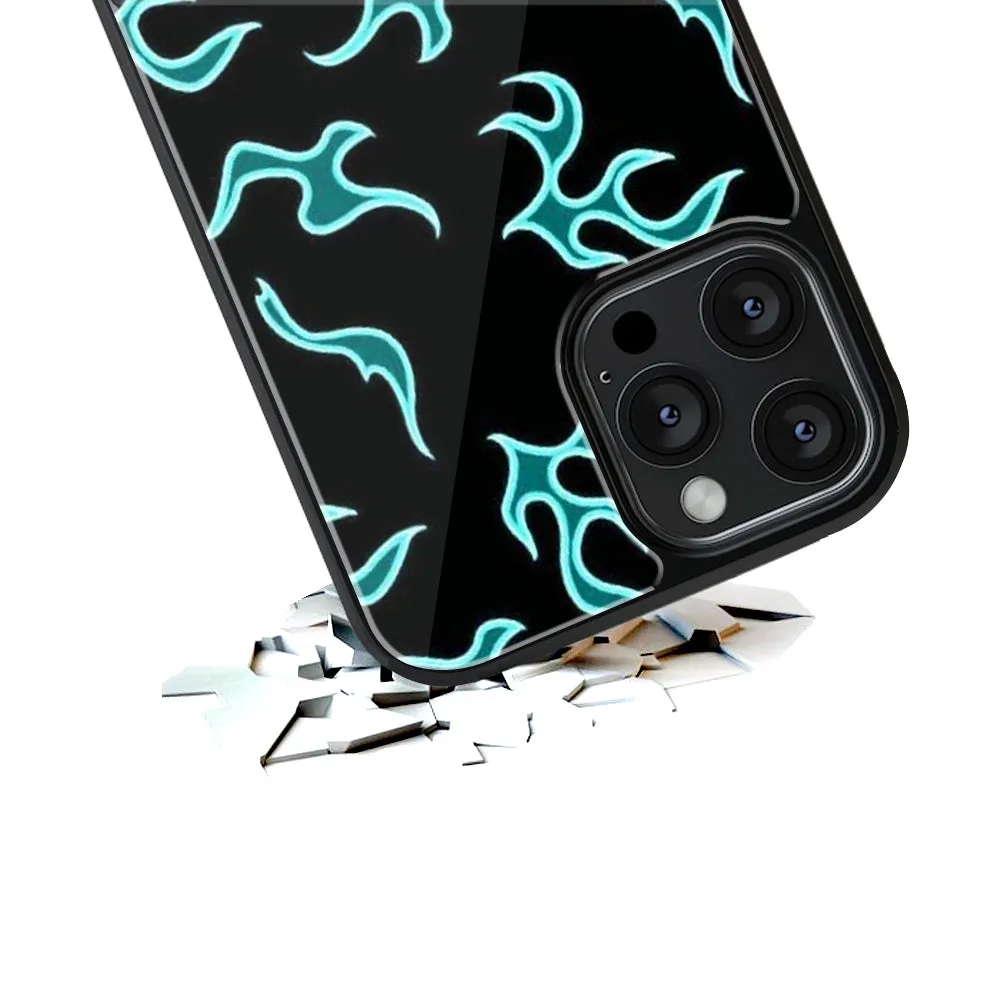 Lil Flames Black Blue Phone Cover | Glass Case