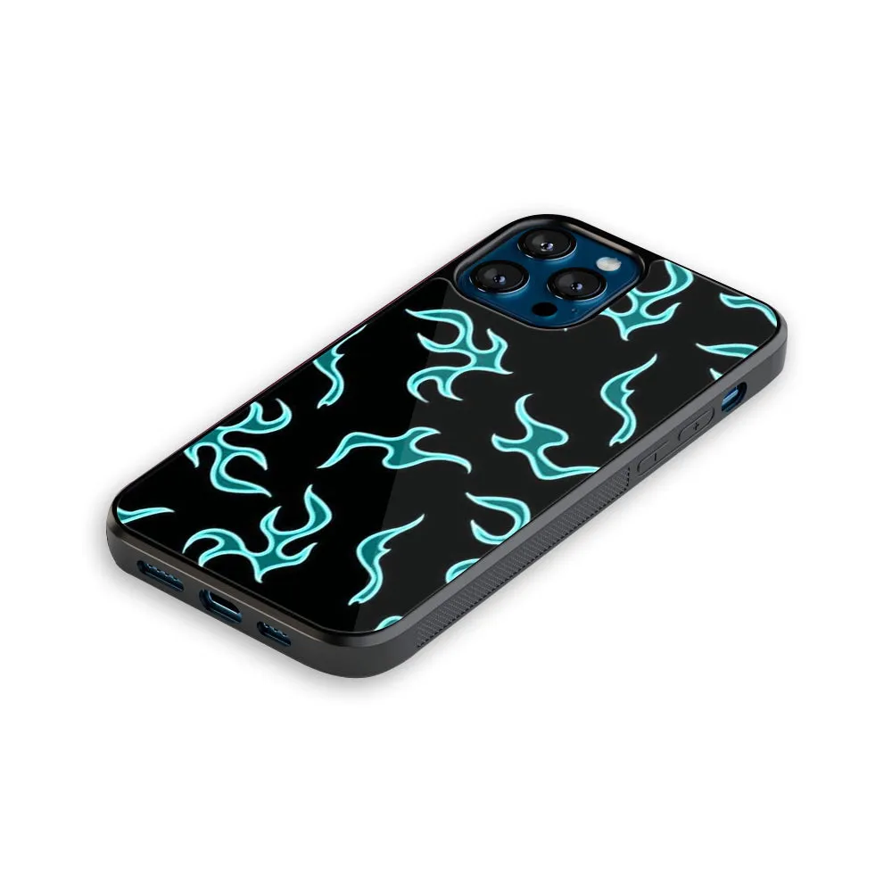 Lil Flames Black Blue Phone Cover | Glass Case