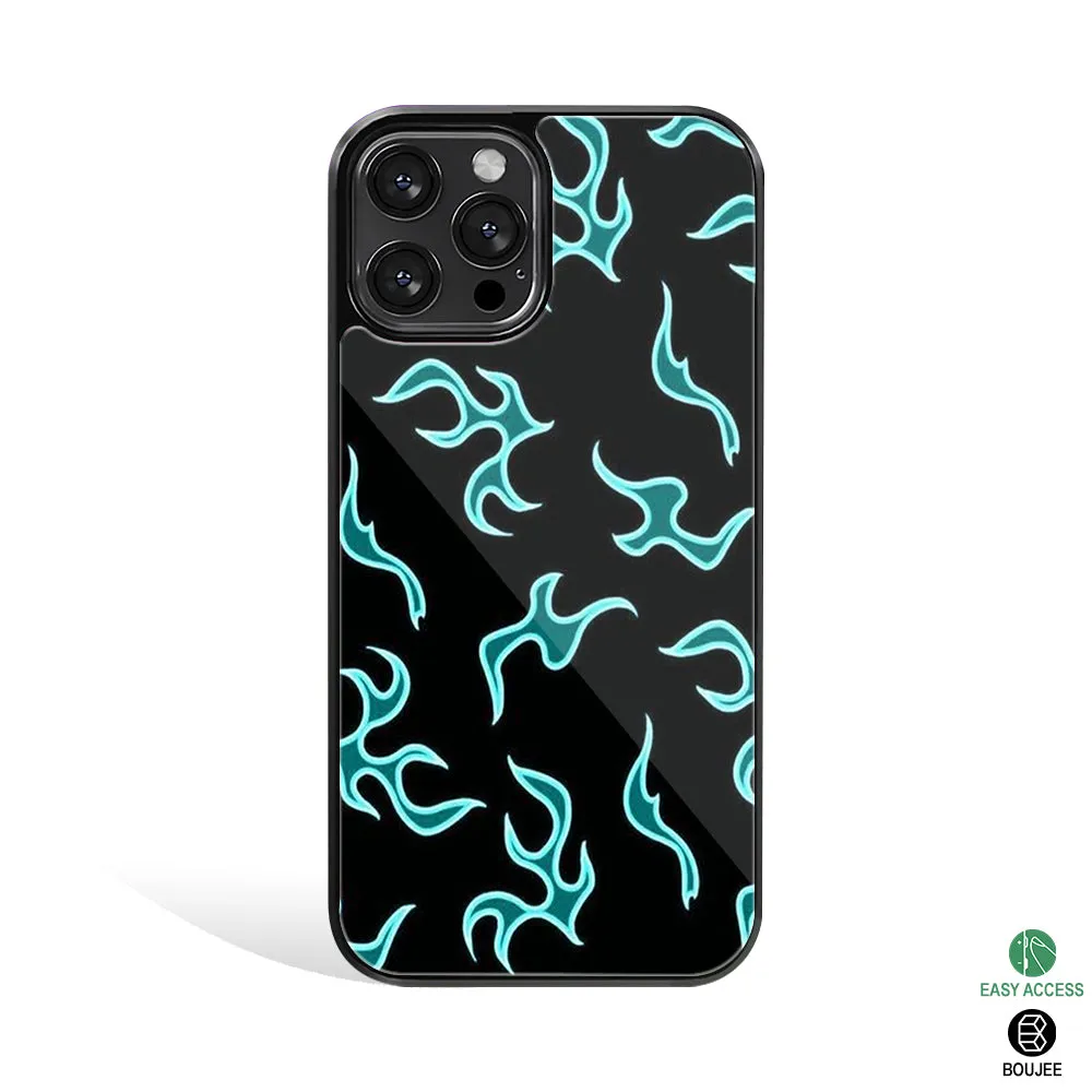 Lil Flames Black Blue Phone Cover | Glass Case