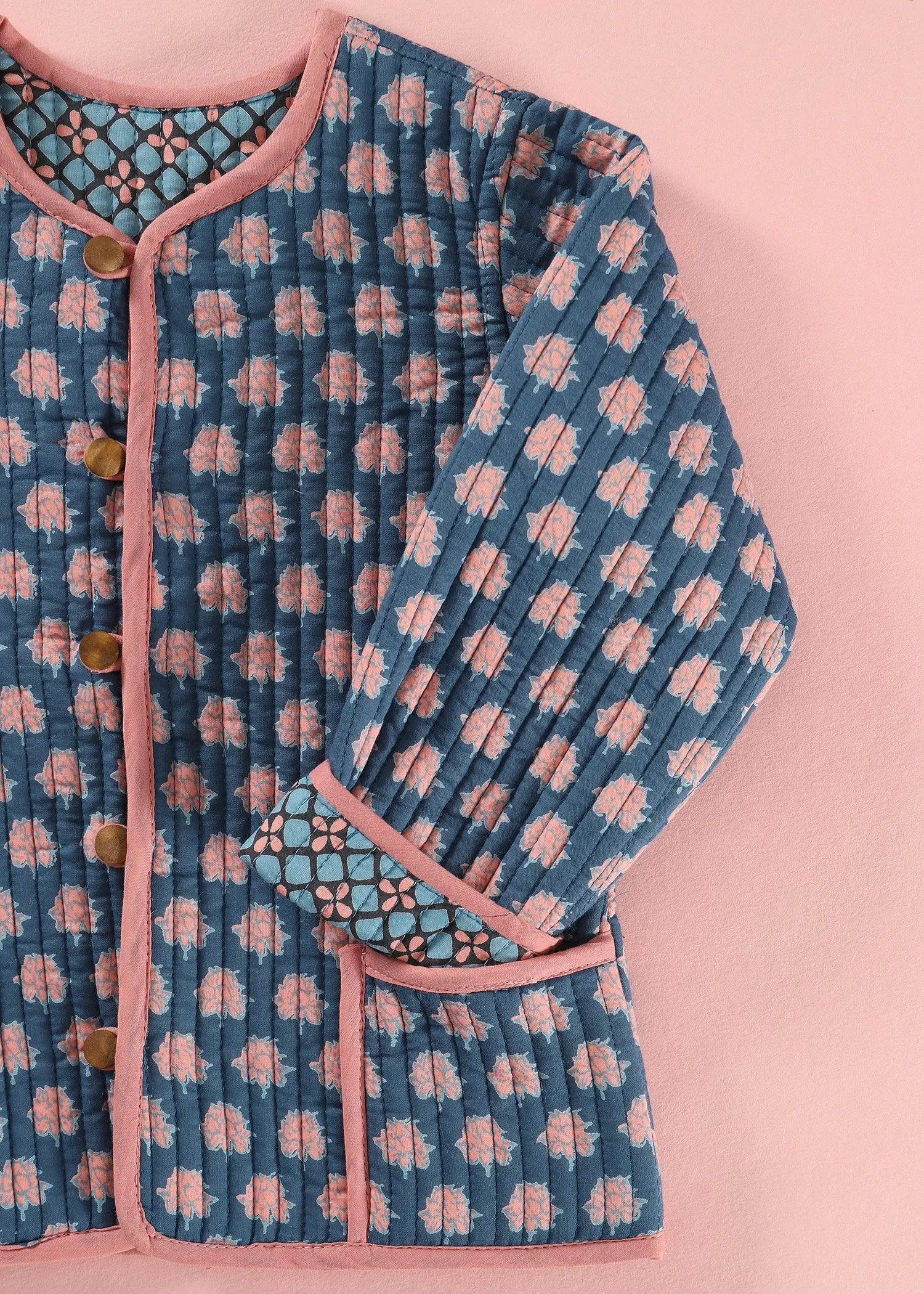 Lotus/Sesame Blue 100% Cotton Reversible Coat Unisex (1-12 Years)