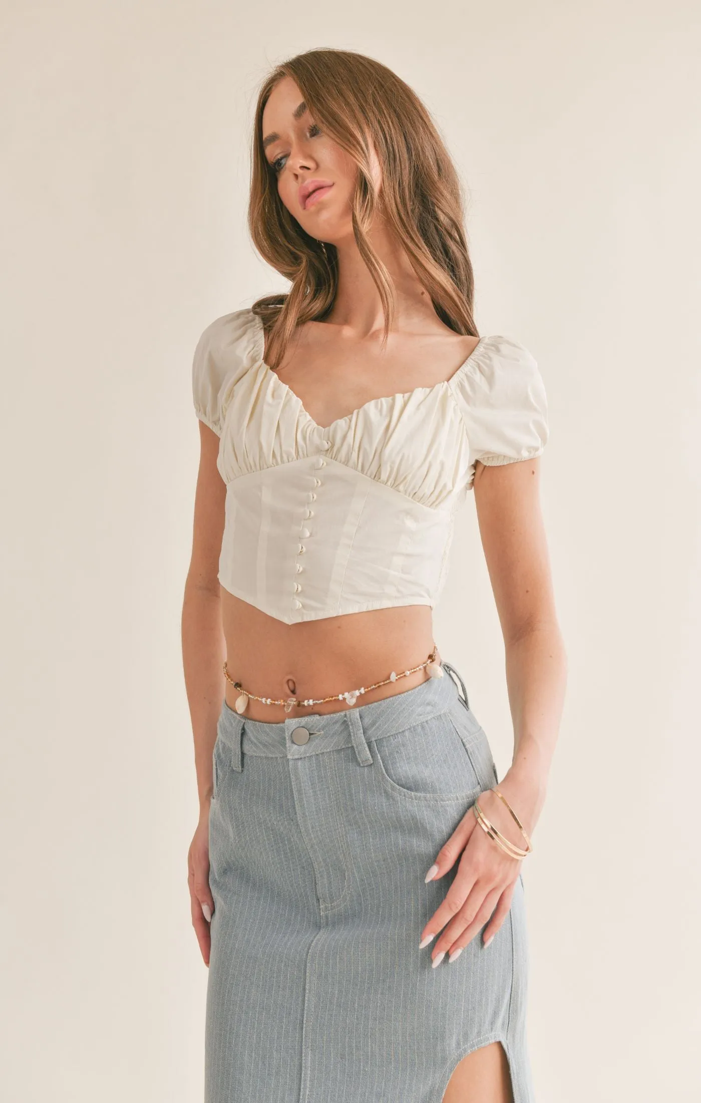 Love Story Gathered Corset Crop Top