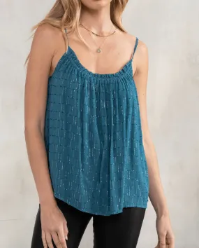 LS 13757WL Metallic Clipped Chiffon Flowy Tank Top by Lovestitch