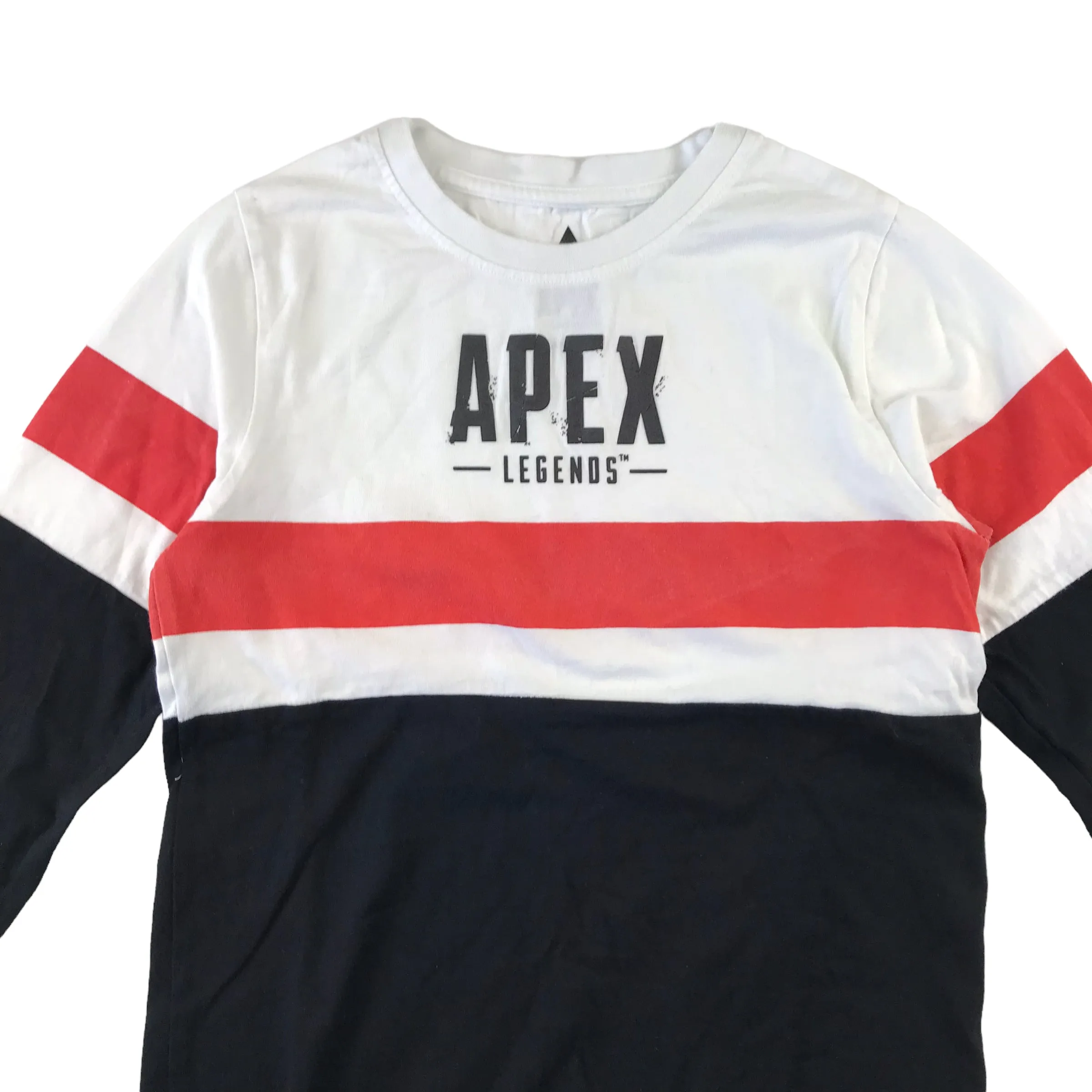 Matalan t-shirt age 8-9 years black and white Apex Legends long sleeve panelled cotton