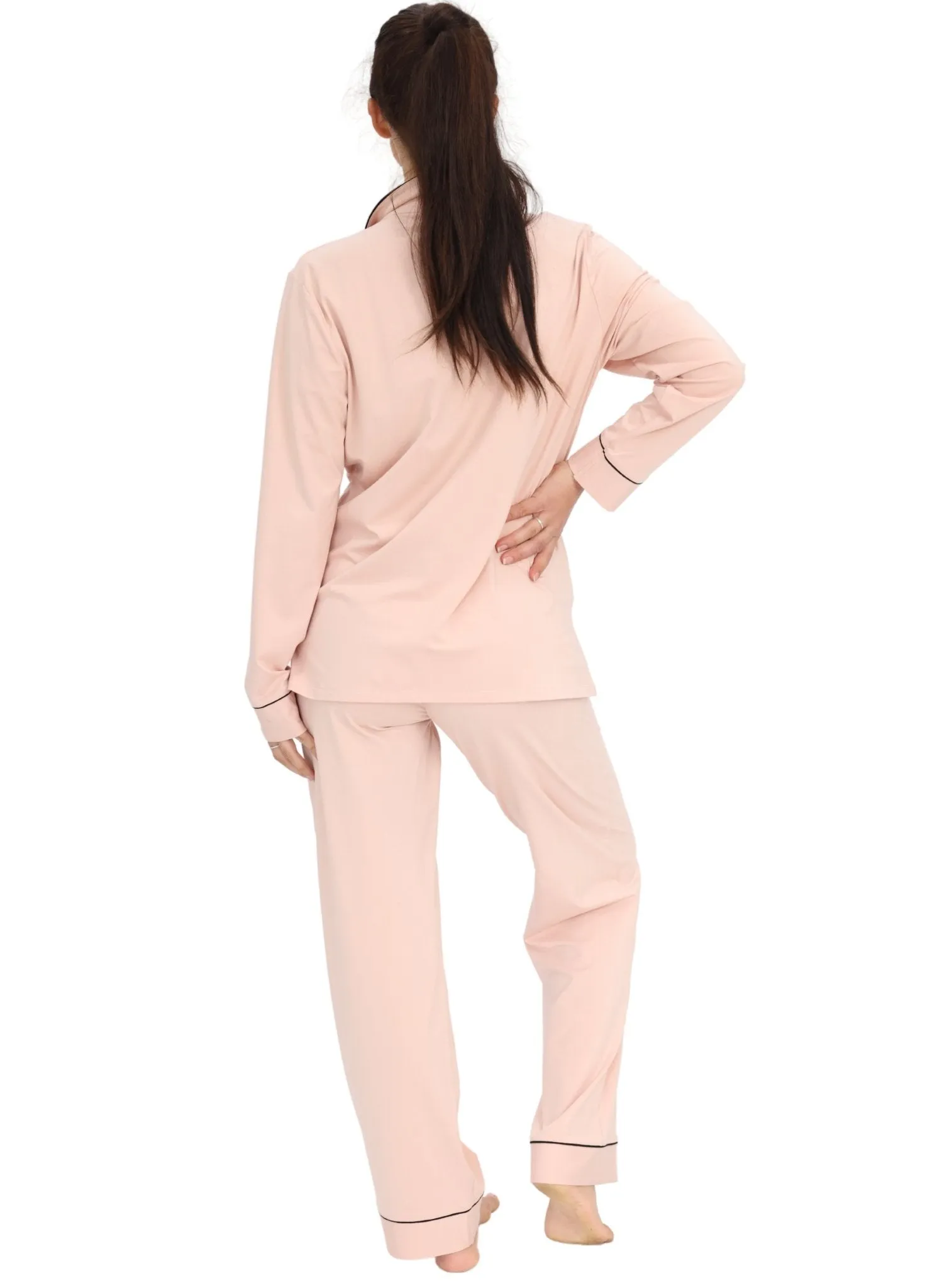 Maternity & Nursing Long Sleeve Pyjama Set - Pink