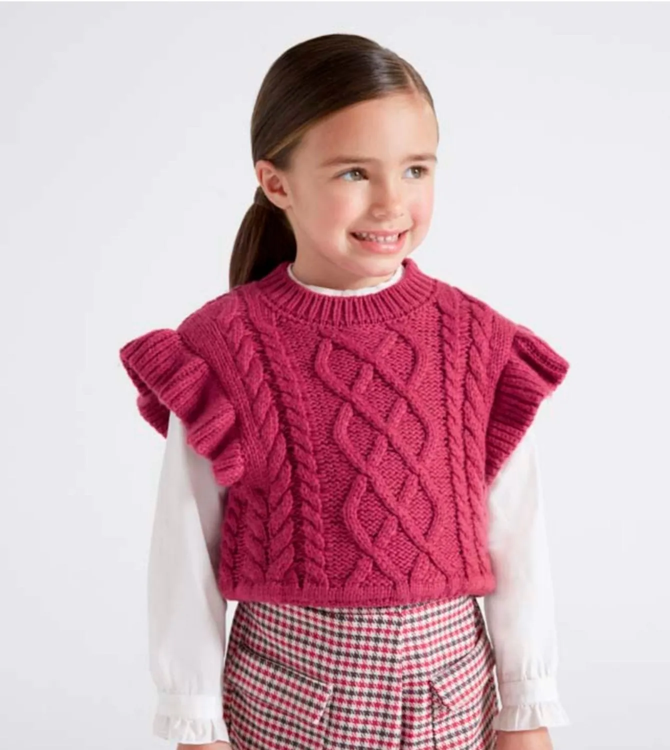 Mayoral Girls Raspberry Knitted Pullover Vest